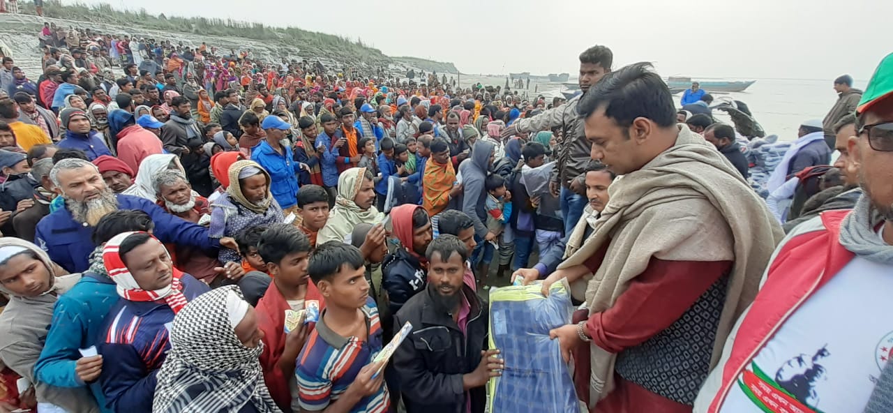 Community members receiving relief support